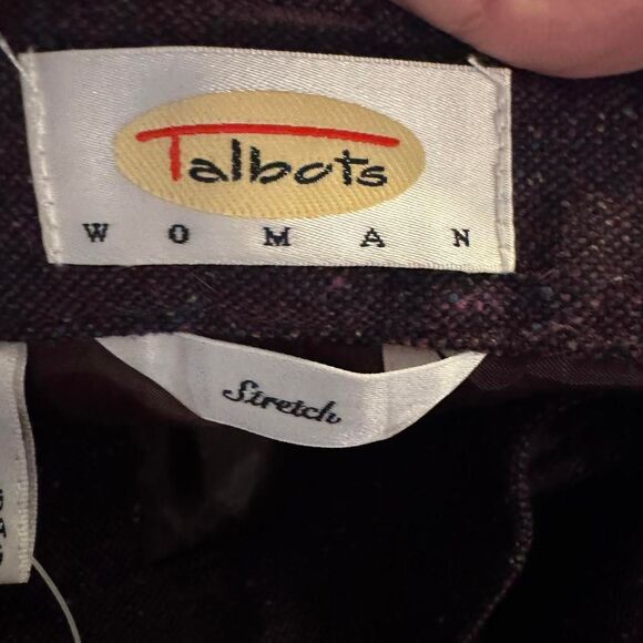 Talbots Woman 20W Purple Wool Blend Lined Stretch Trousers Tweed Pants - Picture 5 of 8